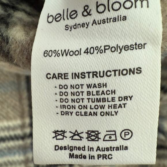 Women's Belle & Bloom Brown, Black, Blue Plaid Snap Front Coat Size L NEW - Picture 4 of 10